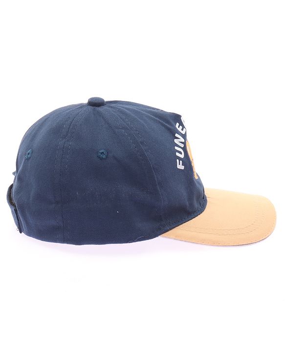 Babyhug Twill 100% Cotton Woven Baseball Cap With Text & Animal Embroidery Navy Blue - Diameter 14.5 cm
