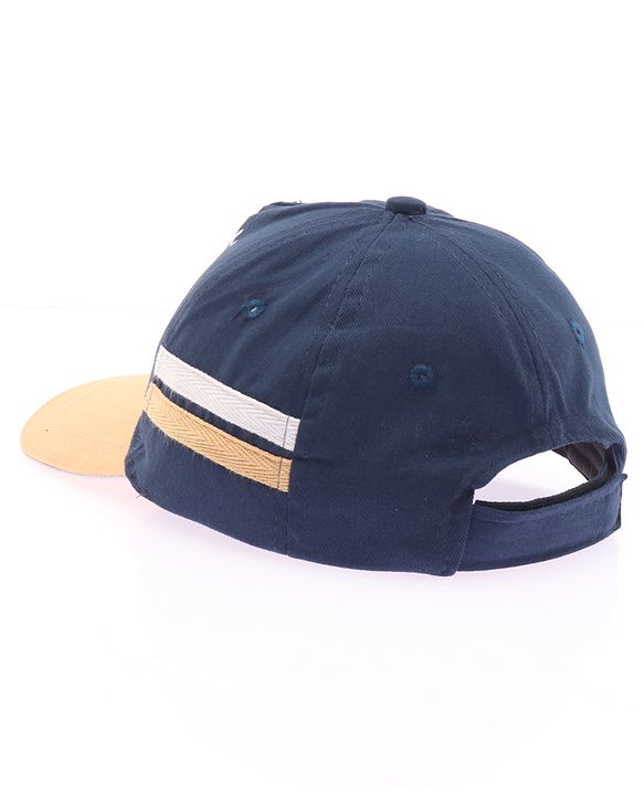 Babyhug Twill 100% Cotton Woven Baseball Cap With Text & Animal Embroidery Navy Blue - Diameter 14.5 cm
