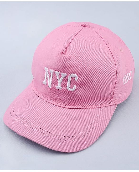 Babyhug Twill 100% Cotton Woven Baseball Cap With Text Embroidery Pink- Diameter 19.5 cm