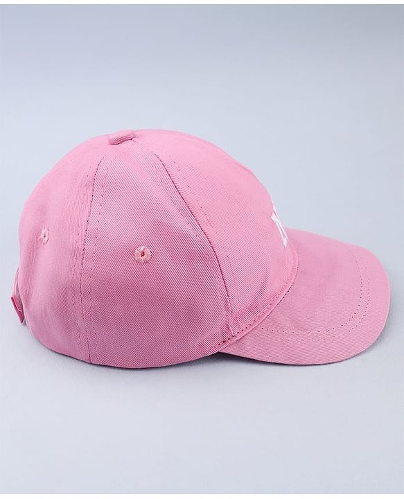 Babyhug Twill 100% Cotton Woven Baseball Cap With Text Embroidery Pink- Diameter 19.5 cm