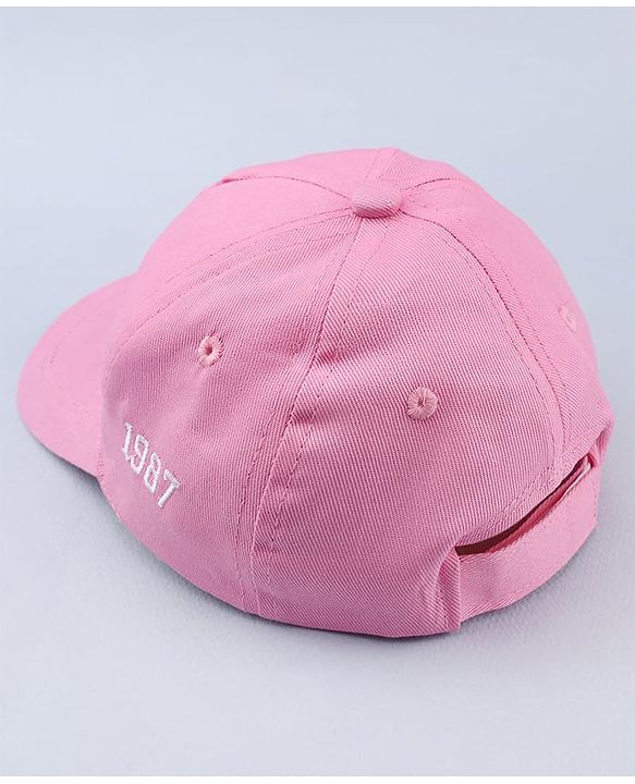 Babyhug Twill 100% Cotton Woven Baseball Cap With Text Embroidery Pink- Diameter 19.5 cm