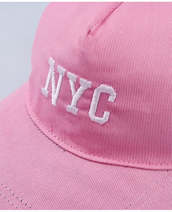 Babyhug Twill 100% Cotton Woven Baseball Cap With Text Embroidery Pink- Diameter 19.5 cm