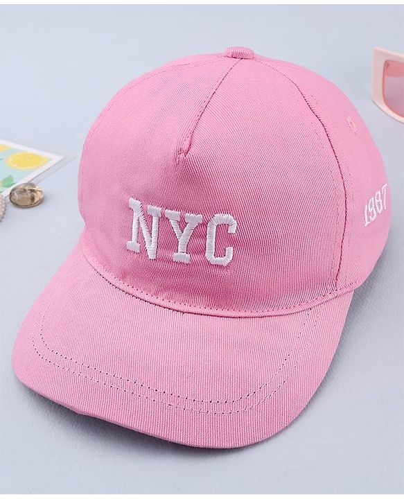 Babyhug Twill 100% Cotton Woven Baseball Cap With Text Embroidery Pink- Diameter 19.5 cm