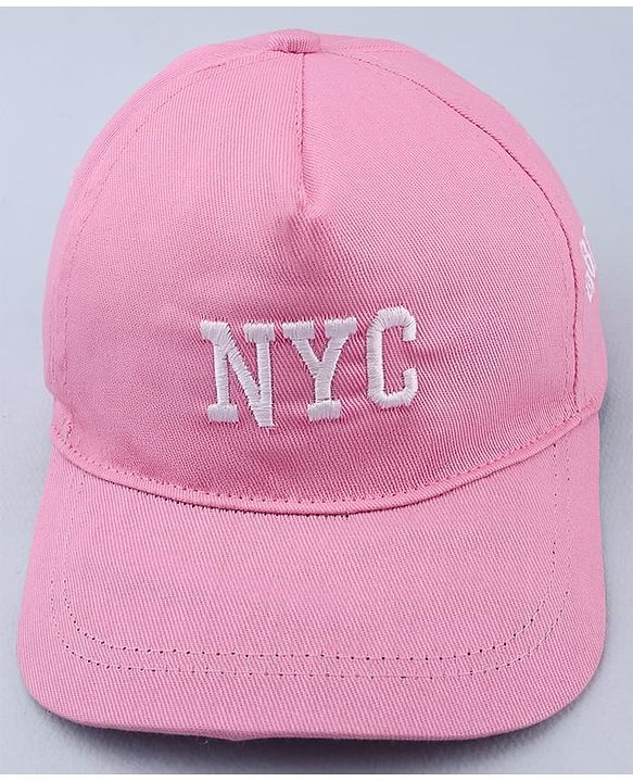 Babyhug Twill 100% Cotton Woven Baseball Cap With Text Embroidery Pink- Diameter 19.5 cm