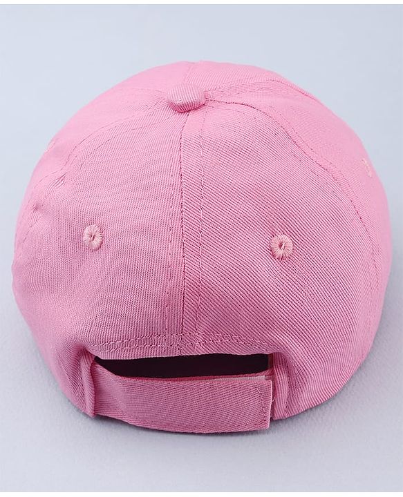 Babyhug Twill 100% Cotton Woven Baseball Cap With Text Embroidery Pink- Diameter 19.5 cm