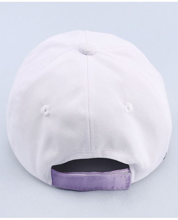 Babyhug Twill 100% Cotton Woven Smile Embroidered Baseball Cap White & Purple - Diameter 20 cm