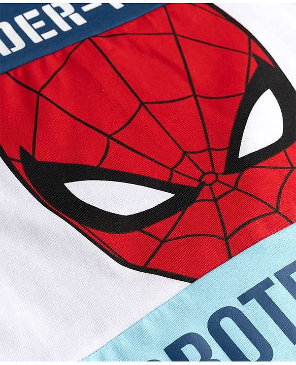 Pine Kids Marvel Single Jersey Knit Half Sleeves T-Shirt & Shorts With Spider-Man Graphic - Blue