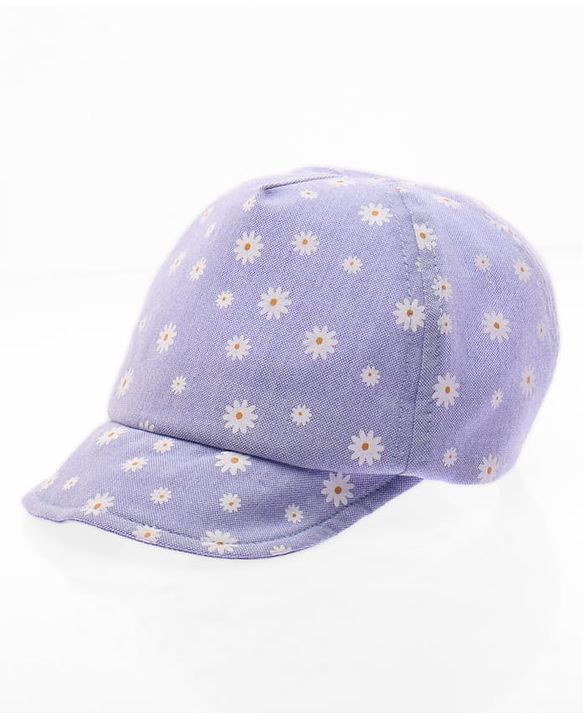 Babyhug Cotton Woven Summer Cap With Floral Print  - Diameter 13 cm