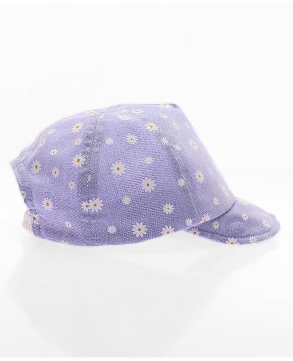 Babyhug Cotton Woven Summer Cap With Floral Print  - Diameter 13 cm