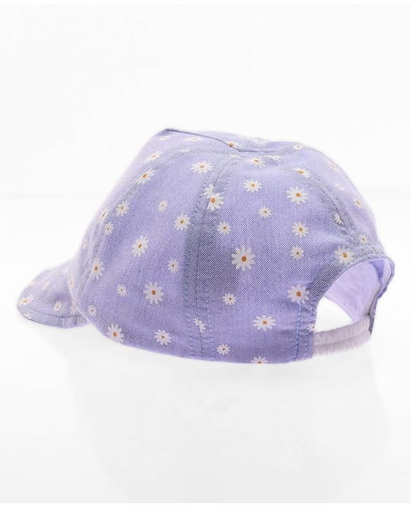 Babyhug Cotton Woven Summer Cap With Floral Print  - Diameter 13 cm