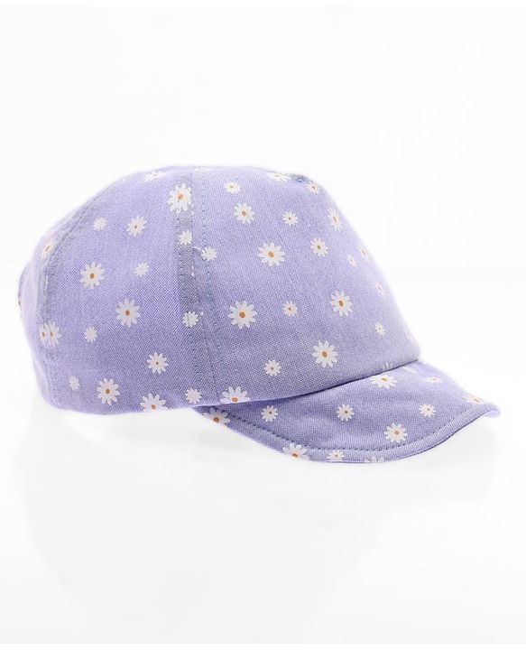 Babyhug Cotton Woven Summer Cap With Floral Print  - Diameter 13 cm