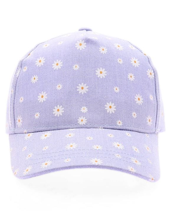 Babyhug Cotton Woven Summer Cap With Floral Print  - Diameter 13 cm