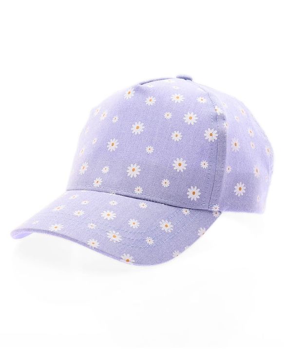 Babyhug Cotton Woven Summer Cap With Floral Print  - Diameter 13 cm