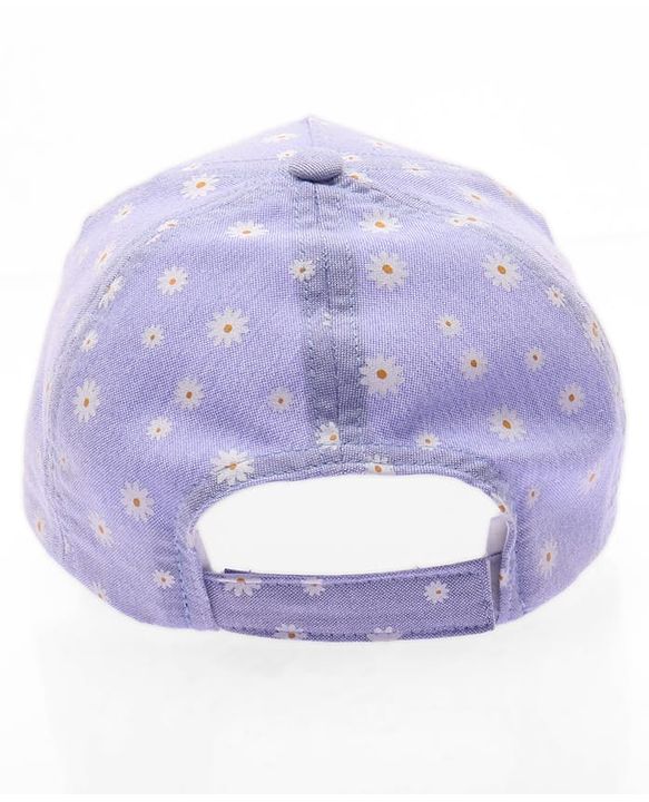 Babyhug Cotton Woven Summer Cap With Floral Print  - Diameter 13 cm