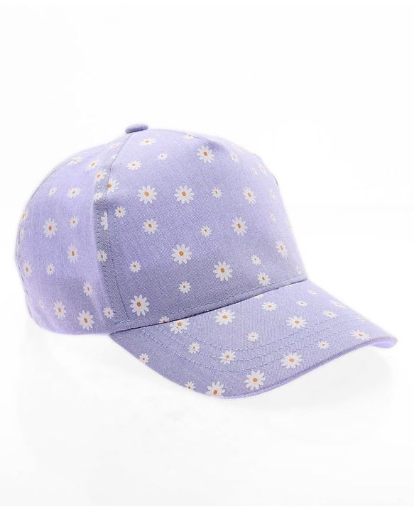 Babyhug Cotton Woven Summer Cap With Floral Print  - Diameter 13 cm
