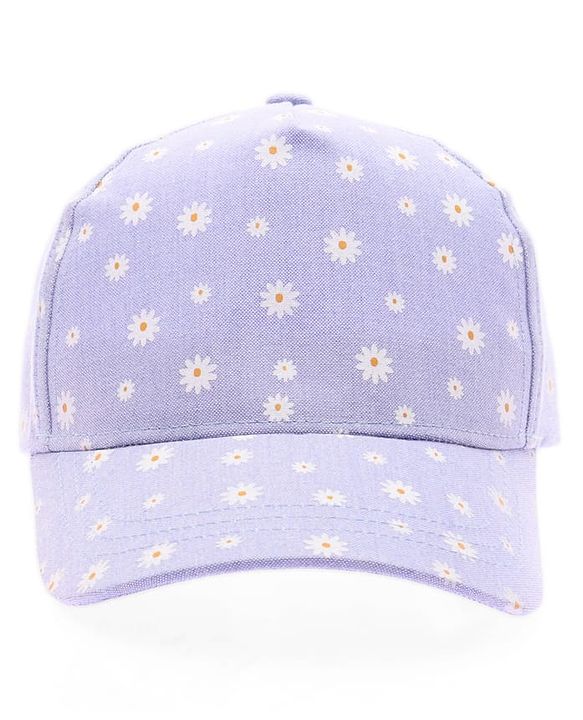Babyhug Cotton Woven Summer Cap With Floral Print  - Diameter 13 cm