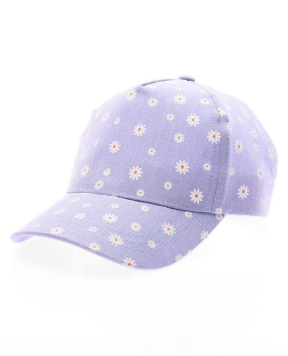 Babyhug Cotton Woven Summer Cap With Floral Print  - Diameter 13 cm