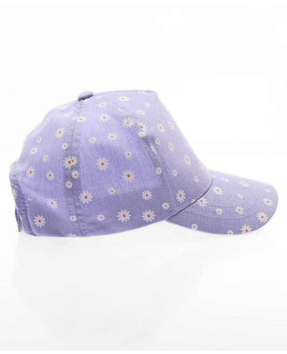 Babyhug Cotton Woven Summer Cap With Floral Print  - Diameter 13 cm