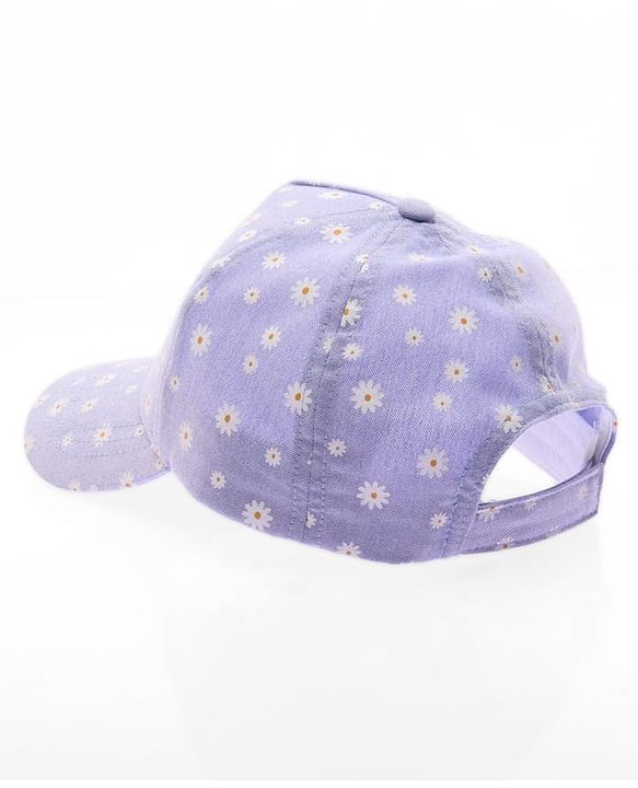 Babyhug Cotton Woven Summer Cap With Floral Print  - Diameter 13 cm