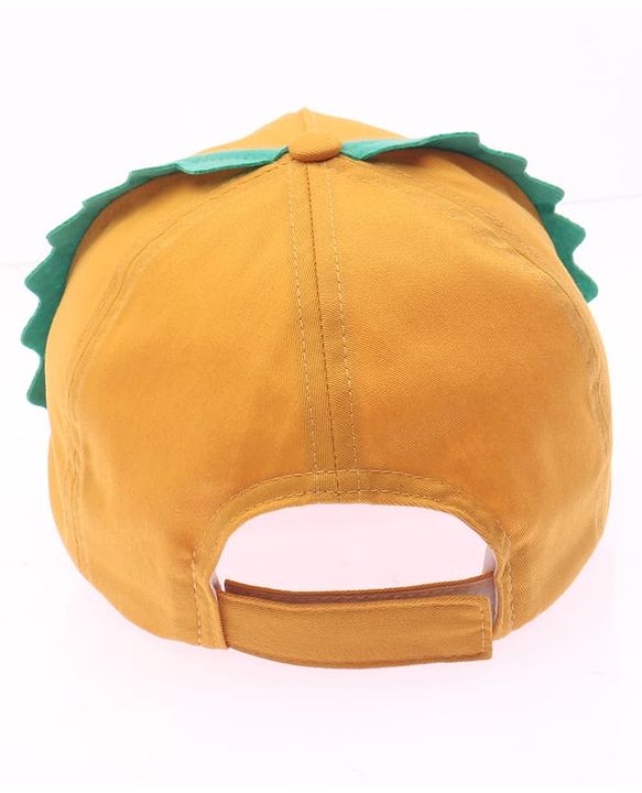 Babyhug Cotton Woven Summer Cap With Smile Crocodile Print Mustard  - Diameter 15.5 cm