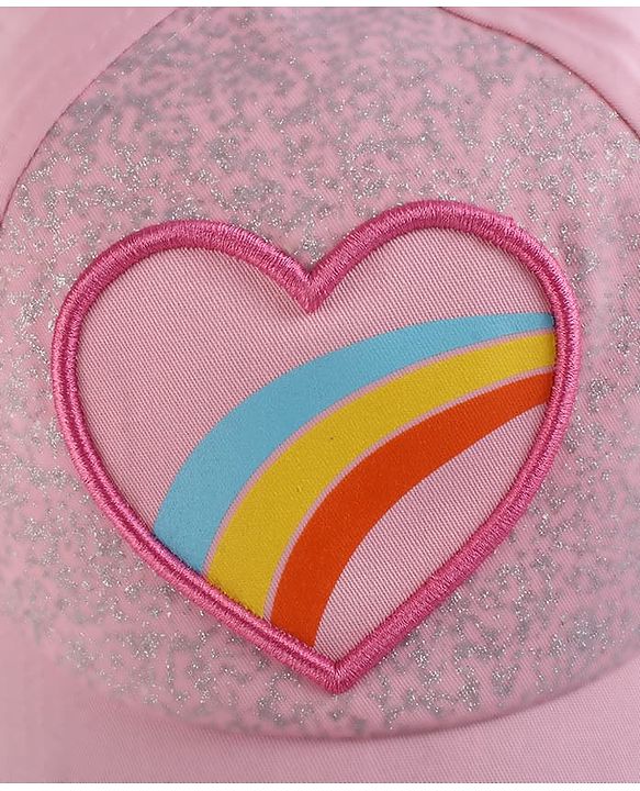 Pine Kids Woven Baseball Cap Heart Design Pink - Diameter 15.5 cm