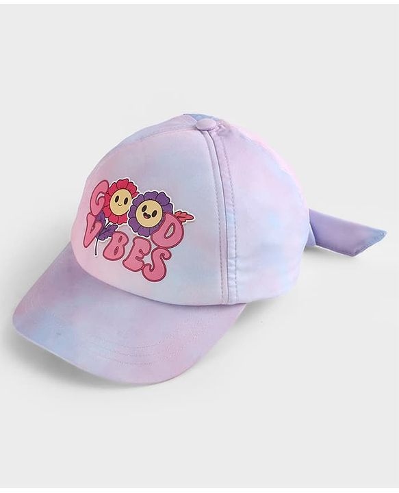 Pine Kids Woven Baseball Cap with Good Vibes Print Lilac - Diameter 15.5 cm