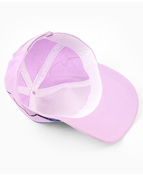 Babyhug Poly Blend Woven Summer Cap Lilo & Stitch Print Lavender -Diameter 15 cm