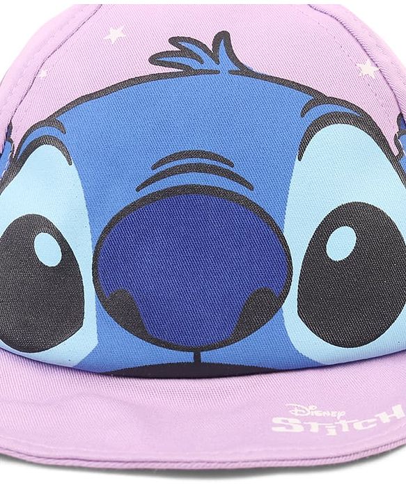 Babyhug Poly Blend Woven Summer Cap Lilo & Stitch Print Lavender -Diameter 15 cm