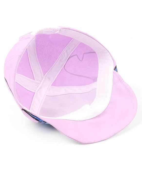 Babyhug Poly Blend Woven Summer Cap Lilo & Stitch Print Lavender -Diameter 15 cm
