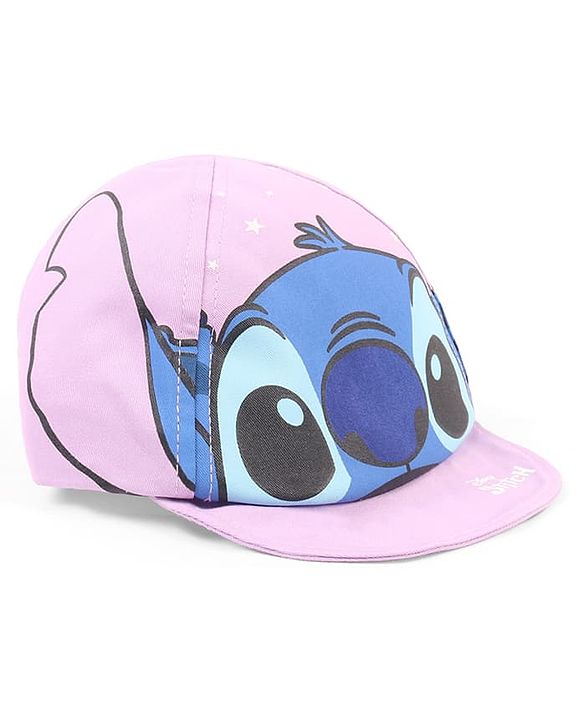 Babyhug Poly Blend Woven Summer Cap Lilo & Stitch Print Lavender -Diameter 15 cm