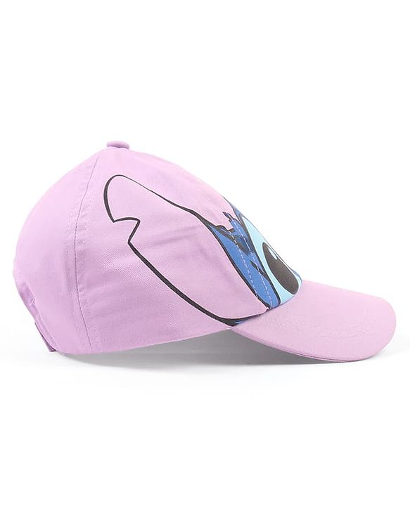 Babyhug Poly Blend Woven Summer Cap Lilo & Stitch Print Lavender -Diameter 15 cm