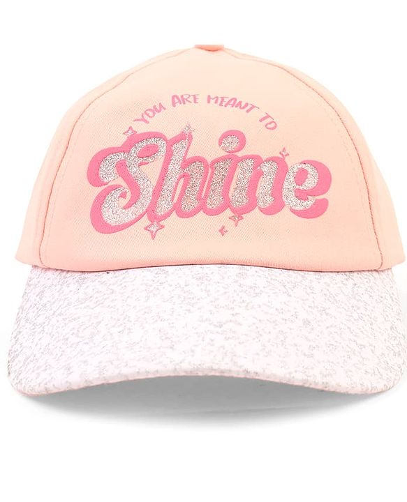 Babyhug Poly Blend Woven Summer Cap With You Are Ment to Shine Print Peach -Diameter 15.5 cm