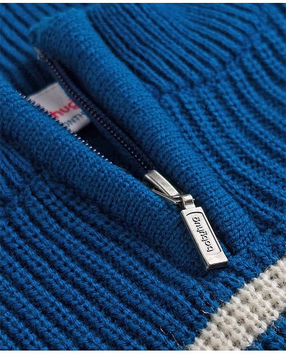 Babyhug Knit Full Sleeves Colour Block Striped Pullover-  Navy