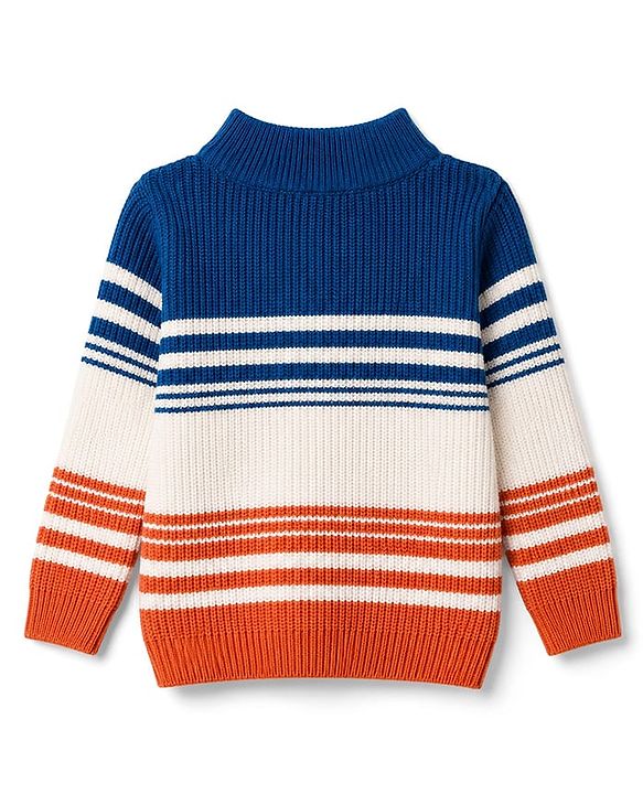 Babyhug Knit Full Sleeves Colour Block Striped Pullover-  Navy