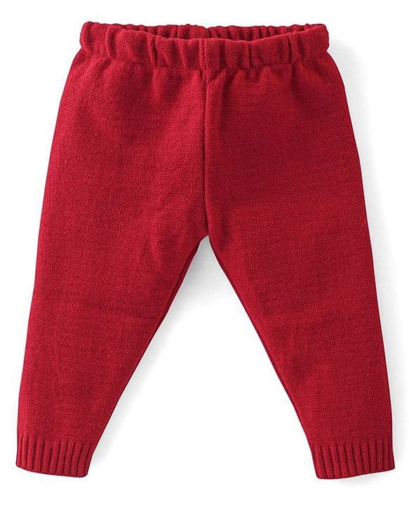 Babyhug Knit Full Sleeves Sweater Set With Christmas Theme Design - Red