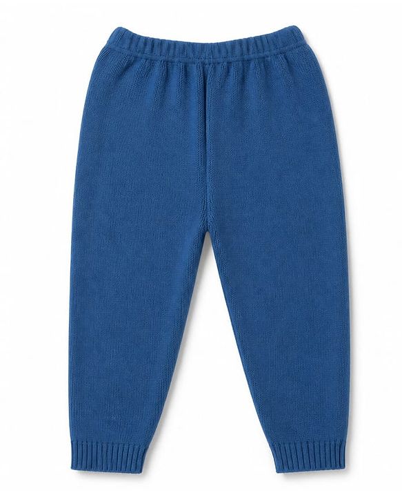 Babyhug Knit Full Sleeves Striped Sweater Set with Vehicle Embroidery - Navy Blue