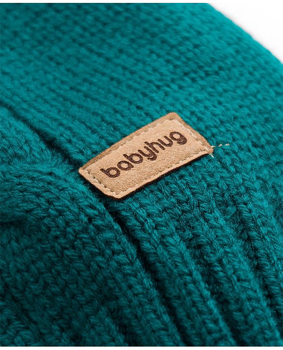 Babyhug Knit Sleeveless Solid Colour Pullover with Cable Knit Design - Dark Green