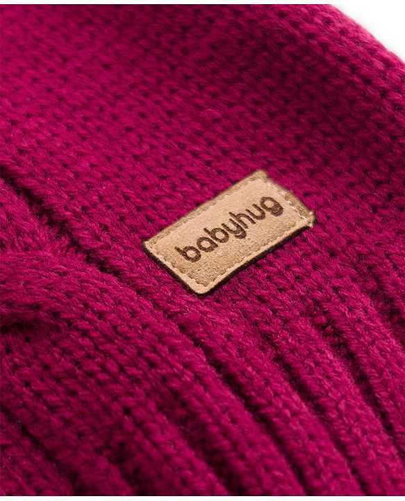 Babyhug Knit Sleeveless Solid Colour Pullover with Cable Knit Design-Maroon