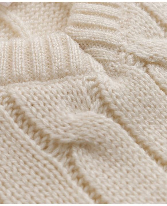 Babyhug Knit Sleeveless Pullover With Cable Knit Design - White