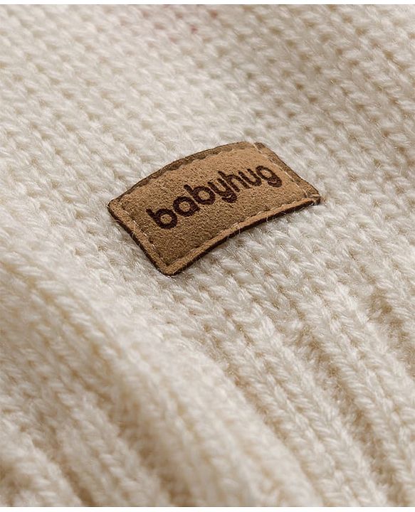 Babyhug Knit Sleeveless Pullover With Cable Knit Design - White