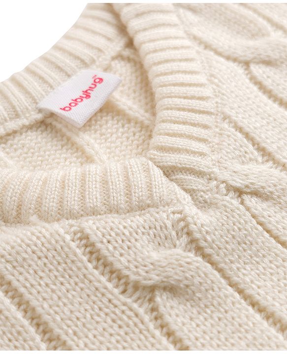 Babyhug Knit Sleeveless Pullover With Cable Knit Design - White
