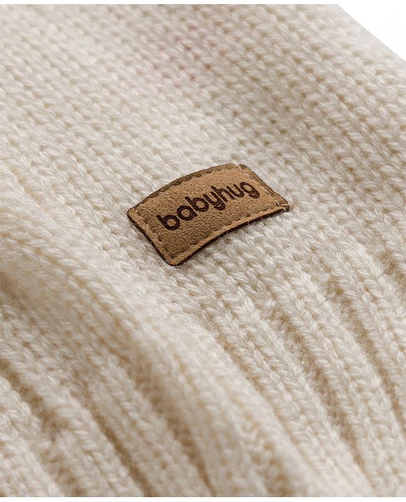 Babyhug Knit Sleeveless Pullover With Cable Knit Design - White