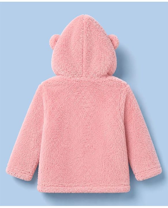 Babyhug Knit Hoodies with Full Sleeves and Bear Embroidery in Grey for 6-9 Months