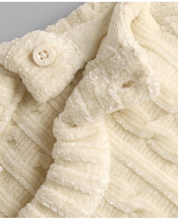 Babyhug Knit Full Sleeves Solid Colour Pullover with Cable Knit Design - White