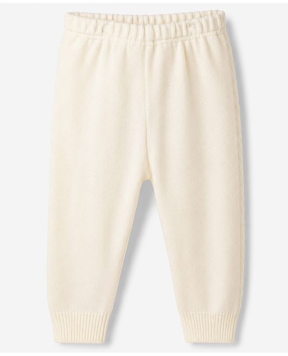 Babyhug Knit Full Sleeves Polo Collar Neck Solid Colour Cable Knit Designed Sweater Set - White