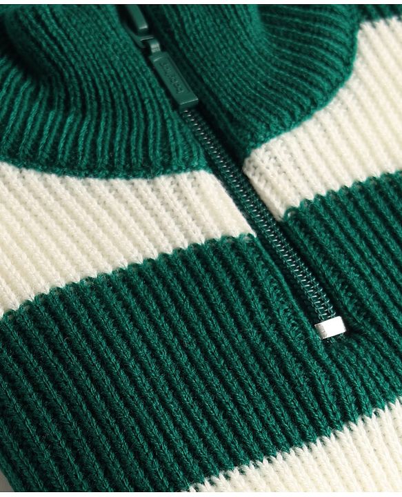 Babyhug Knit Full Sleeves Striped Sweater Set - Green