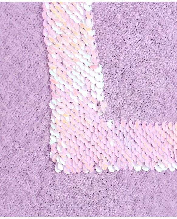Babyhug Knit Extra Soft Hairy Eyelash Yarn Full Sleeves Pullover with Sequin Work - Lavender