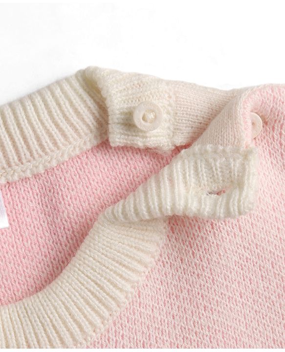Babyhug Knit Full Sleeves Heart Designed Sweater Set - Pink
