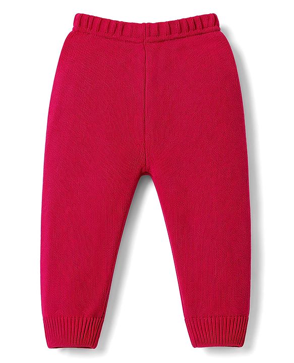 Babyhug Knit Full Sleeves Heart Designed Sweater Set - Pink