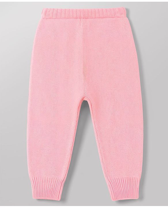 Babyhug Knit Full Sleeves Polo Collar Neck Colour Block Cable Knit Designed Sweater Set - Pink